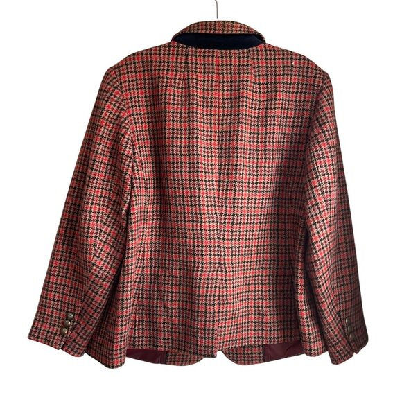 Talbots 20W Aberdeen Blazer Houndstooth Wool Bl Burgundy Old Money Classic - Picture 2 of 14